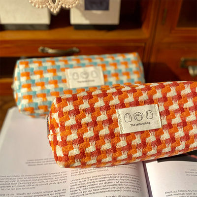 Bolsas de maquillaje de etiqueta privada con impresión revisada Bolsa cosmética de viaje de poliéster reciclado