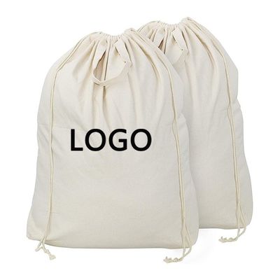 Logotipo de color personalizado Impreso Portátil de lienzo de algodón de doble cuerda Bolso de polvo reutilizable