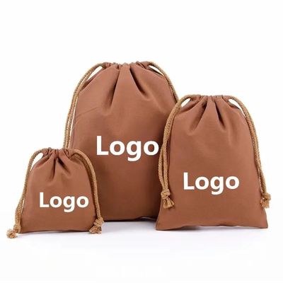 Logotipo de color personalizado Impreso Portátil de lienzo de algodón de doble cuerda Bolso de polvo reutilizable