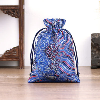 Bolso de cordones de brocado de estilo chino de color personalizado para bolso de joyería de logotipo personalizado