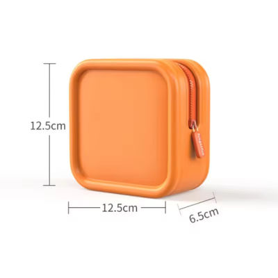 Bolsa de maquillaje de silicona cuadrada con diseño y material a prueba de agua