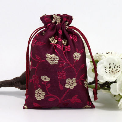 Bolso de cordones de brocado de estilo chino de color personalizado para bolso de joyería de logotipo personalizado