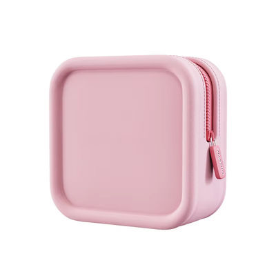 Bolsa de maquillaje de silicona cuadrada con diseño y material a prueba de agua