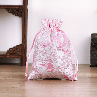 Bolso de cordones de brocado de estilo chino de color personalizado para bolso de joyería de logotipo personalizado