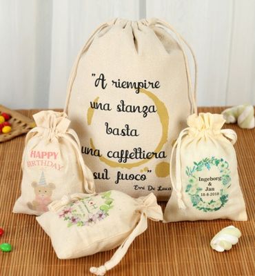 Bolsa de algodón con dibujos animados y logotipo personalizado