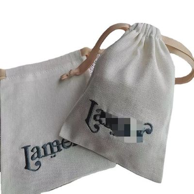 Bolso de cuerda de lienzo de yute de logotipo personalizado Perfecto para joyas y almacenamiento digital Reutilizable