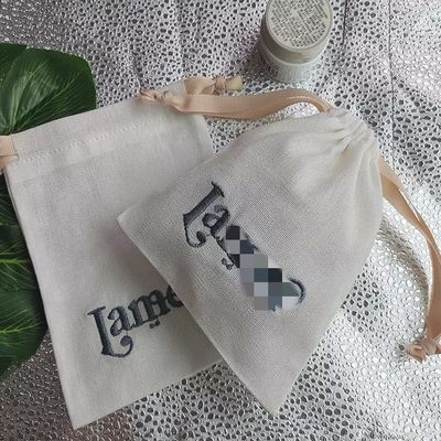 Bolso de cuerda de lienzo de yute de logotipo personalizado Perfecto para joyas y almacenamiento digital Reutilizable