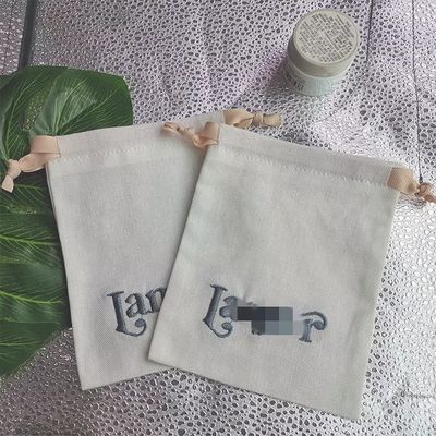 Bolso de cuerda de lienzo de yute de logotipo personalizado Perfecto para joyas y almacenamiento digital Reutilizable