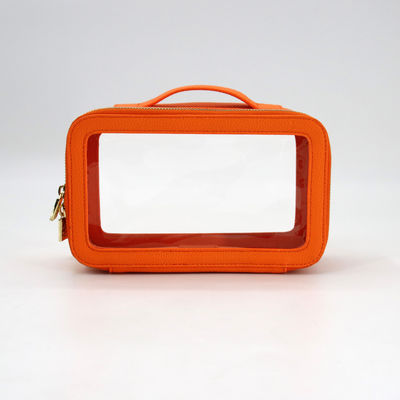 Bolso de baño de cuero de PU de viaje pequeño e impermeable con maquillaje de PVC de color personalizado