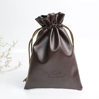 Bolso de tamaño medio Logotipo personalizado de pieles de PU Bolso de joyería Bolso de cuerda para almacenamiento de alta clase