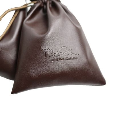 Bolso de tamaño medio Logotipo personalizado de pieles de PU Bolso de joyería Bolso de cuerda para almacenamiento de alta clase