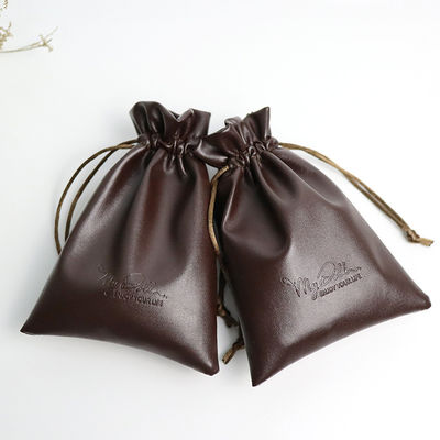 Bolso de tamaño medio Logotipo personalizado de pieles de PU Bolso de joyería Bolso de cuerda para almacenamiento de alta clase