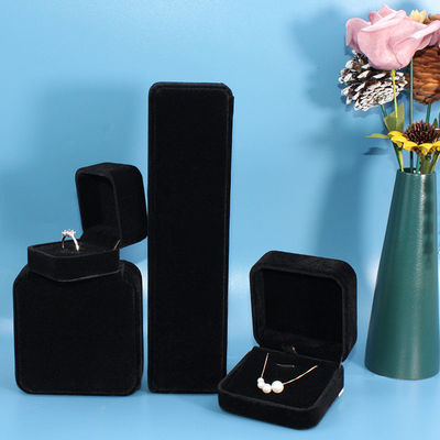 Logotipo personalizado Cajas de joyería de terciopelo negro con impresión y diseño de lujo