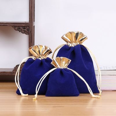 Bolso de embalaje de terciopelo pequeño de lujo Cordón de tracción personalizado para joyas y cosméticos