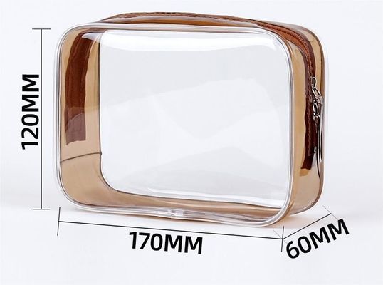 Logotipo personalizado bolsa de maquillaje de PVC transparente bolsa de higiene pequeña para mujeres doble cremallera