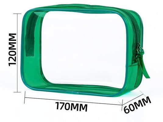 Logotipo personalizado bolsa de maquillaje de PVC transparente bolsa de higiene pequeña para mujeres doble cremallera