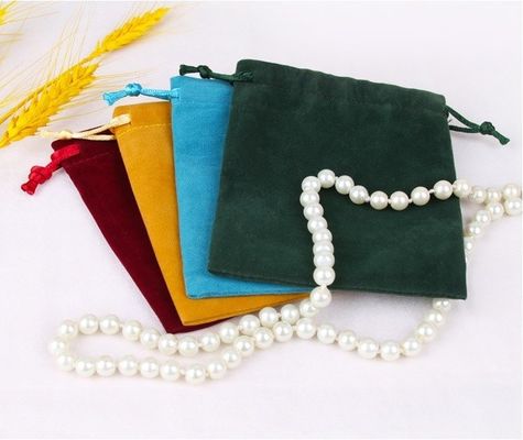 Bolsas de cordones de terciopelo de colores para embalaje y exhibición de joyas personalizadas