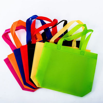 Bolsa de compras colorida sin tejido con logotipo personalizado y revestimiento de poliéster