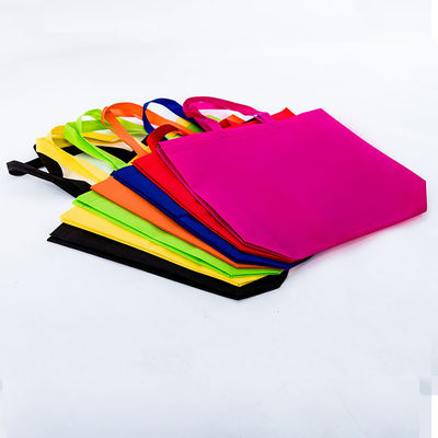 Bolsa de compras colorida sin tejido con logotipo personalizado y revestimiento de poliéster