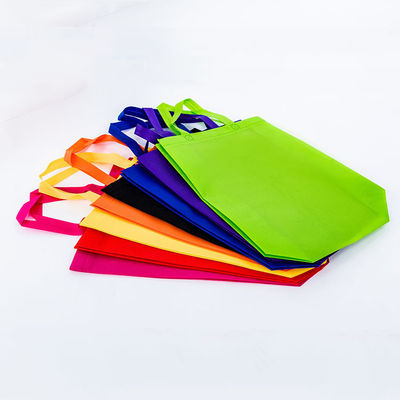 Bolsa de compras colorida sin tejido con logotipo personalizado y revestimiento de poliéster
