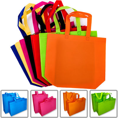Bolsa de compras colorida sin tejido con logotipo personalizado y revestimiento de poliéster