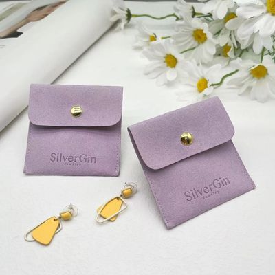 Bolsas de joyería de lujo Impresión de logotipo de microfibra bolsas de botón para pendientes y collares