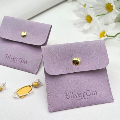 Bolsas de joyería de lujo Impresión de logotipo de microfibra bolsas de botón para pendientes y collares