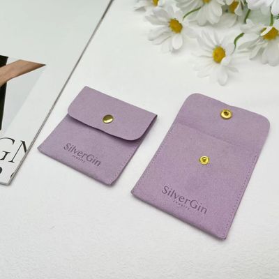 Bolsas de joyería de lujo Impresión de logotipo de microfibra bolsas de botón para pendientes y collares