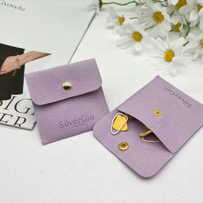 Bolsas de joyería de lujo Impresión de logotipo de microfibra bolsas de botón para pendientes y collares
