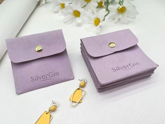Bolsas de joyería de lujo Impresión de logotipo de microfibra bolsas de botón para pendientes y collares