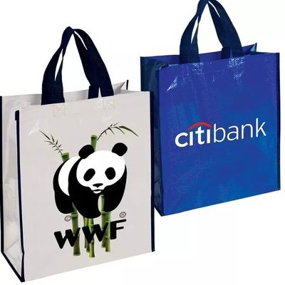 Bolsa de toque de esquinas curvas de tamaño mediano en material laminado no tejido para compras personalizadas