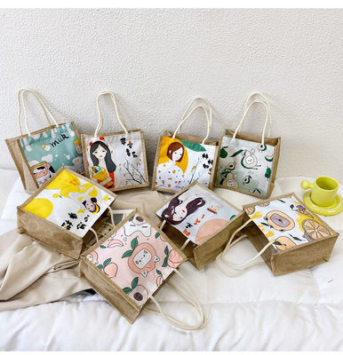 2024 Coreano Ins Simple Estudiante dibujos animados de lienzo bolsos de mano de las damas Mini bolsos para niñas