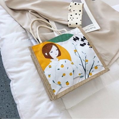 2024 Coreano Ins Simple Estudiante dibujos animados de lienzo bolsos de mano de las damas Mini bolsos para niñas