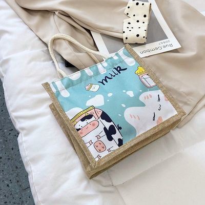 2024 Coreano Ins Simple Estudiante dibujos animados de lienzo bolsos de mano de las damas Mini bolsos para niñas