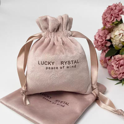 Embalaje pequeño Cinturón de drawing Bolsa de joyería de terciopelo Logotipo personalizado Impreso Tejido de terciopelo suave