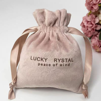 Embalaje pequeño Cinturón de drawing Bolsa de joyería de terciopelo Logotipo personalizado Impreso Tejido de terciopelo suave