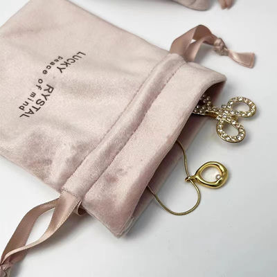 Embalaje pequeño Cinturón de drawing Bolsa de joyería de terciopelo Logotipo personalizado Impreso Tejido de terciopelo suave