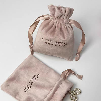 Embalaje pequeño Cinturón de drawing Bolsa de joyería de terciopelo Logotipo personalizado Impreso Tejido de terciopelo suave