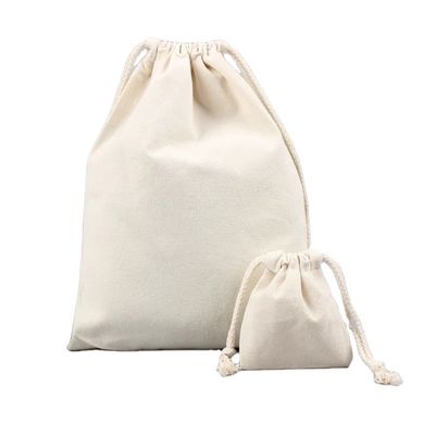 Bolsa de algodón con cuerda de tracción de logotipo personalizado para envases ecológicos reutilizables de tamaño pequeño