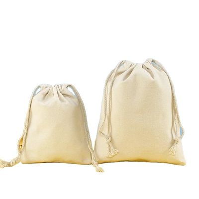 Bolsa de algodón con cuerda de tracción de logotipo personalizado para envases ecológicos reutilizables de tamaño pequeño