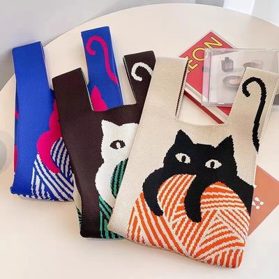 El logotipo personalizado de mano es el popular bolso de compras de mujeres de bolso de poliéster tejido personalizado