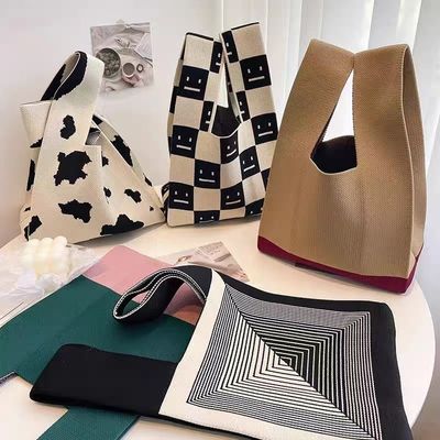 El logotipo personalizado de mano es el popular bolso de compras de mujeres de bolso de poliéster tejido personalizado