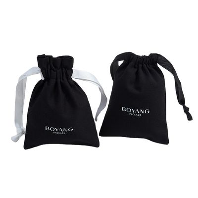 Bolsa de algodón negro personalizada para joyería orgánica Bolsa de embalaje