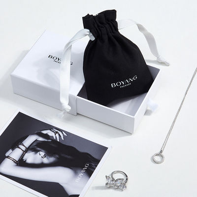 Bolsa de algodón negro personalizada para joyería orgánica Bolsa de embalaje