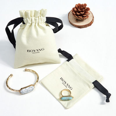 Bolsa de algodón negro personalizada para joyería orgánica Bolsa de embalaje