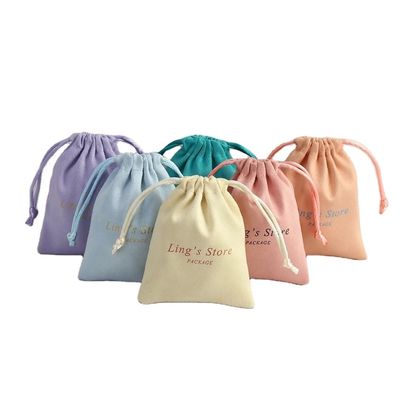 Mediano Embalaje de compras Bolsas de lienzo de algodón de color rosa suave impreso con cuerdas