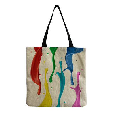 Bolso de playa de tamaño mediano Bolso de ropa de algodón de lona de lino reutilizable para mujeres Logotipo personalizado