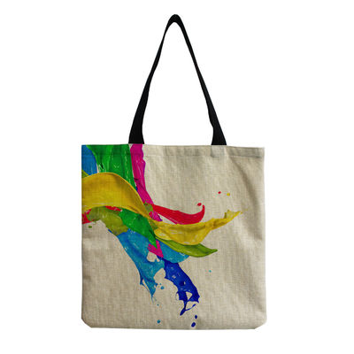 Bolso de playa de tamaño mediano Bolso de ropa de algodón de lona de lino reutilizable para mujeres Logotipo personalizado