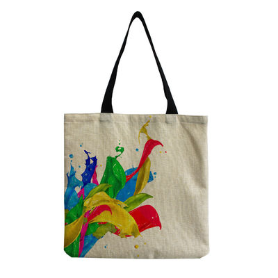Bolso de playa de tamaño mediano Bolso de ropa de algodón de lona de lino reutilizable para mujeres Logotipo personalizado