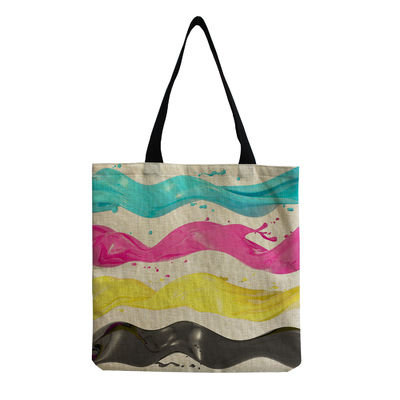 Bolso de playa de tamaño mediano Bolso de ropa de algodón de lona de lino reutilizable para mujeres Logotipo personalizado